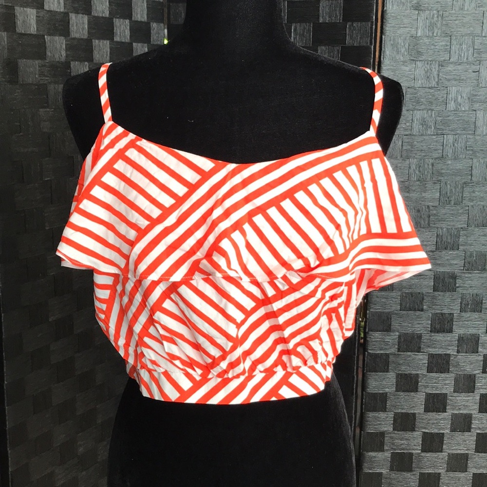 NEW⭐️ SHIFT Size XL Orange & White Stripe Crop Top